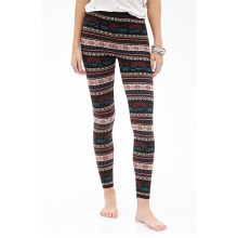 Floral Stripe Leggings with Elasticized Waist